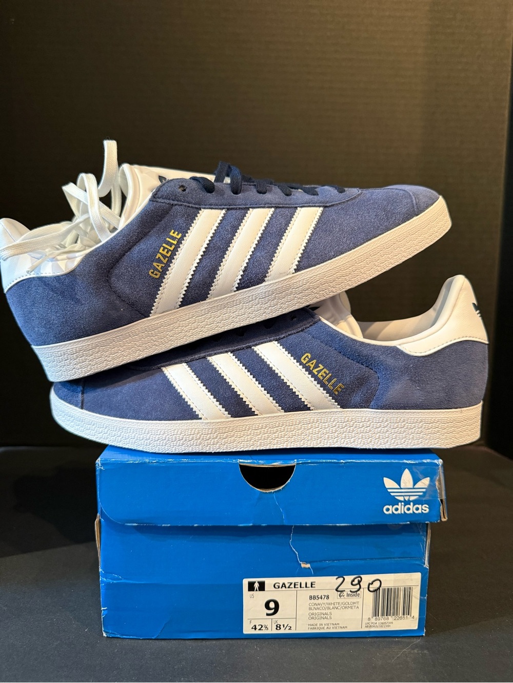adidas Gazelle Men’s Sneakers in Navy Blue and White